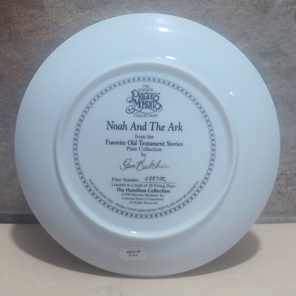 Enesco Precious Moments Noah And The Ark Decorative Plate The Hamilton Collectio - Picture 4 of 11